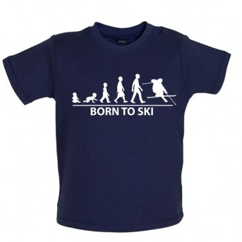 Born To Ski - Baby and Toddler T-shirt - Navy