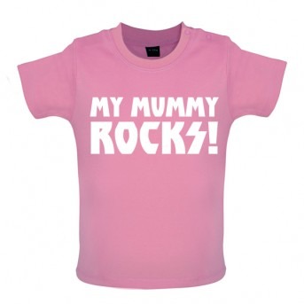 my mummy rocks baby and toddler t-shirt pink