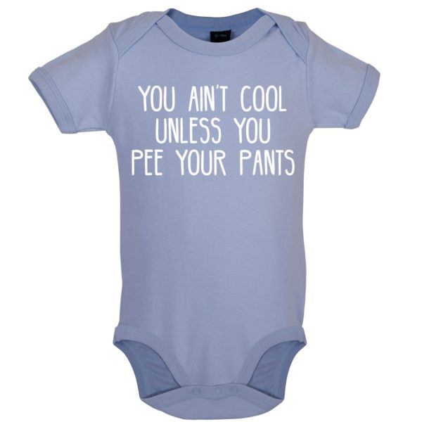 Cool pee your pants baby bodysuit blue