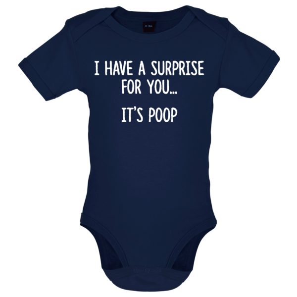 I have a surprise poo baby bodysuit navy