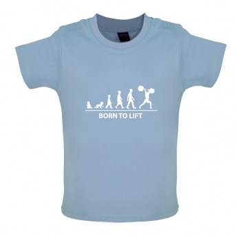 Born to Lift Baby T Shirt, Dusty Blue