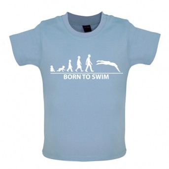 Born To Swim Baby T-Shirt, Dusty Blue