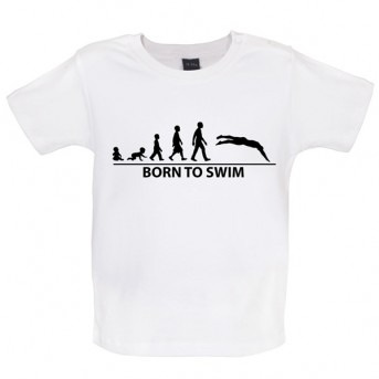 Born To Swim Baby T-Shirt, White