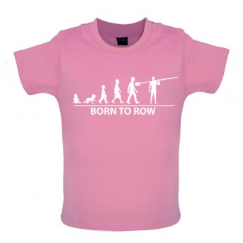 Born To Row Baby T - Shirt, Bubblegum Pink