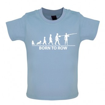 Born To Row Baby T - Shirt, Dusty Blue