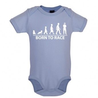 Born To Race Baby Bodysuit, Dusty Blue
